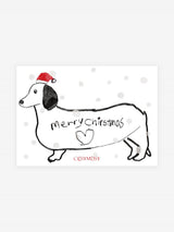 Cosymosy クリスマスカード - ダックスフンドウェアリングアサンタハット