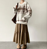 Monbe corduroy A-line cancan long skirt