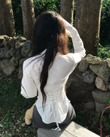 [♡MADE♡] ゴシップガールスリムアイレットシャツ(tie set)