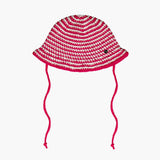 Stripe String Bucket Hat - Red