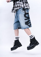 BBD サイドスプレードカスタムデニムショーツ (Blue)