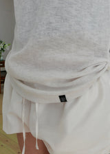 Linen Shirring Sleeveless Top_Beige