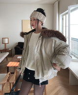 [Wool 20%] ドビーラインアルパカラウンドニット
