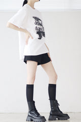 (Unisex) ルーズグラフィティオーバーフィットショートスリーブTシャツ