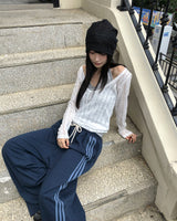 オーバーサイズフィットパンチングシースルー長袖ニット