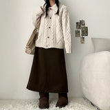 Blver wool back slit long skirt
