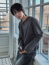 Barrel Diagonal Cropped Henley Long Sleeve