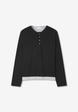 ROR ヘンリーネックレイヤードクロップTシャツ