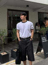 Twos herringbone bermuda pants