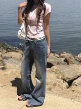 Tego Vintage Washing Denim Bootcut Pants