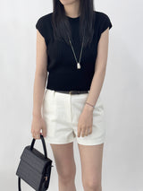 Shannon Cap Sleeveless Ribbed Short Sleeve Knit T-shirt