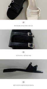 Vero Double Buckle Summer Daily Minimal Slippers 2 colors