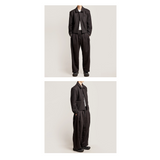 ワイドフィット2タックプリーツスウェットパンツ (BLACK)