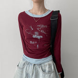 シャーリング ロングスリーブ Tシャツ、ルード スリムフィット ロングスリーブ (5 colors)