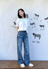 DAISY EMBROIDERED BLUE DENIM PANTS code 25000
