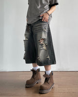 Western Destroyed Bermuda Pants