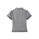 Elise Dot Bow Collar Blouse