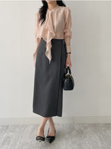 Ruffle Tencel See-through Blouse