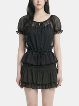 Elara Sheer Peplum Blouse