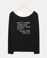 ドケン レタリング シアー オフショルダー ロングスリーブ Tシャツ
