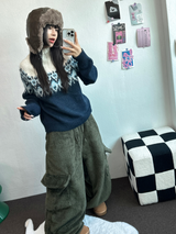 TEDDY BABY 🤎🐻🧸 OVER CARGO STRING FUR PANTS 💚🤎🖤🧡4COLOR