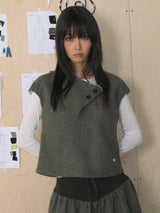 TULIP COLLAR PUFF BLOUSE (DOT KHAKI)