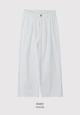 Daily Pintuck Long Wide Cotton Pants (2color)