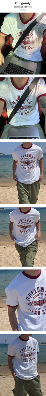 [S/S] コットンプリントリンガーハーフTシャツs(3color)
