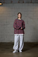 JERRY STRIPE OVERFIT LONG SLEEVE T-SHIRT / NAVY