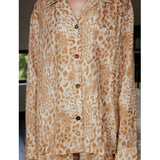 Luxurious Orange Leopard Print Pajama Set - Crafted from Fluid Tencel-Linen for Ultimate Comfort and Style