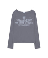Heaven Sent Loose Fit Boat Neck Long Sleeve - PURPLE GRAY