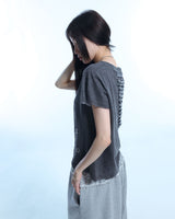 Grunge Claw Camo Eyelet Tee - Charcoal