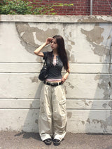 Thunder Pigment Washing Wide Cargo Long Pants