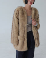 Fake fur back-banding turban hairband