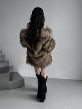 dual shade faux fur jacket (2color)