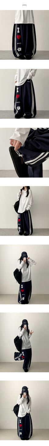 I Patch Track Balloon Wide Pants