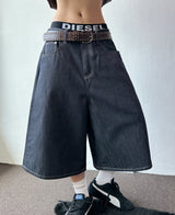 Sticky Stitch Back Cinch Denim Bermuda Shorts 2color