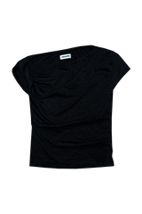 ドレープドツイストリボンTシャツ  (BLACK)