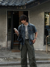 LMN ルトンショルダーセミジップアップマッスルフィットショートスリーブTシャツ (5 colors)