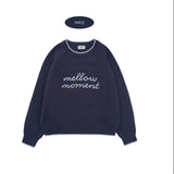 MELLOW EMBROIDER LINE KNIT TOP (Navy)