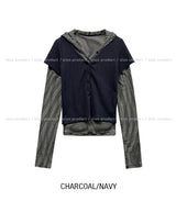 Or Stripe Layered SET - Short Sleeve, Hood