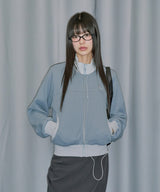 Sporty Waffle Round Pocket Zip-Up - DUSTY BLUE
