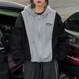 Ichi Patch Embroidery Boxy Color Hooded Jumper
