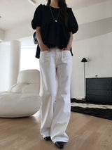 Front pocket semi bootcut pants