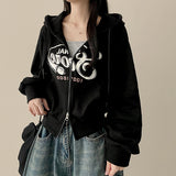 Strappy Hip Crop Twoway Hooded Zip-Up