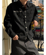 [4SEASON] Washed denim zipper shirts jacket(2color)