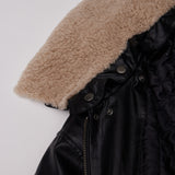 WOMAN FUR COLLAR FLIGHT JUMPER BLACK