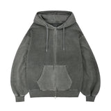 VINTAGE PIGMENT DYING HOODED ZIP UP GRAY
