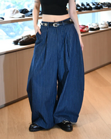 PUSH PUSH PP STRIPES PANTS ストライプワイドパンツ青色（あおいろ）