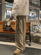 Stable Soft Cargo Fleece Brushed Semi Wide Banding Pants